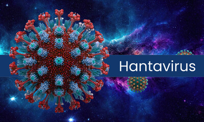 Obraz premium Hantavirus Cell Microscopic 3D Illustration Background