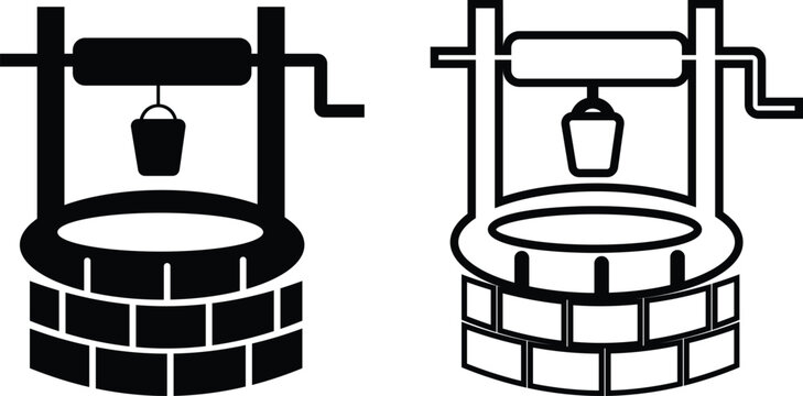 Zamzam Water Wall Icon Set Collection and Group in Black Flat and Line Style Vector Illustration for Hajj Umrah Islamic Pilgrimage Saudi Arabia Religious Design