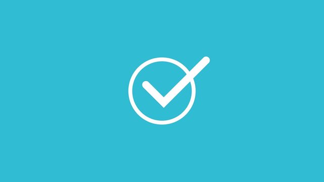Check mark icon animation video, tick confirm correct accept checkbox symbol with transparent background in 4k.