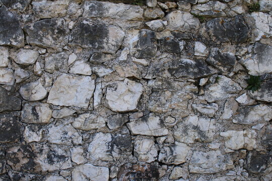 Ancient Weathered Stone Wall Texture &ndash; Historic Fortress Masonry Background