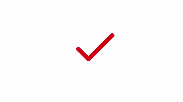 Check mark icon animation video, tick confirm correct accept checkbox symbol with transparent background in 4k.