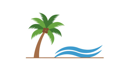 Fototapeta premium Palm tree with wavy blue water.