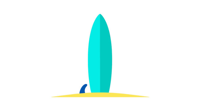 Teal Surfboard on Yellow Surface.