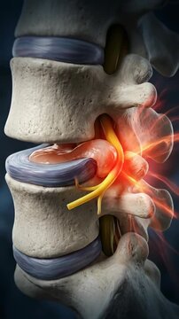 Vertebral segment disorder: spinal disorder, disc hernia, nerve compression, back pain, disc disease, lumbar vertebra, pain sensation, impinge nerve, acute discomfort, chronic ache.
