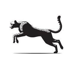Cheetah silhouette, Minimalist cheetah, Wild animal icon, Black and White cheetah, Zoo animal © Bisma