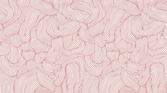 Seamless pattern of wavy pink lines and intertwined linear strands