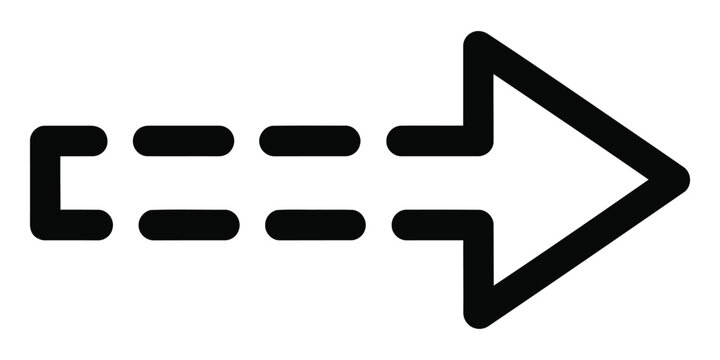 Black dashed arrow icon pointing to the right side on a simple design