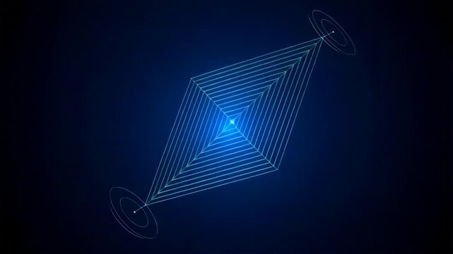 Satellite autonomous docking algorithm visualization with trajectory path and docking mechanism featuring space, technology, orbit with space