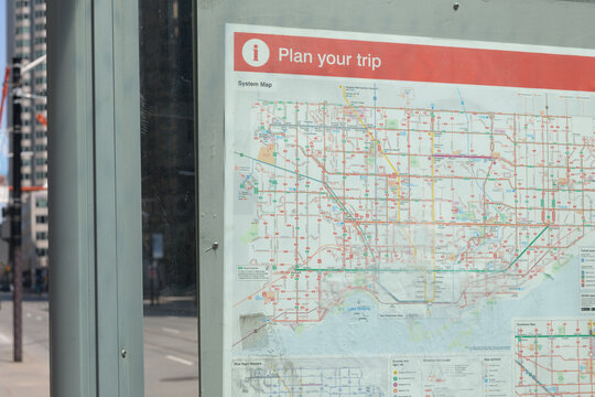 Toronto Transit Commission "Plan your trip" bus shelter "System Map" 