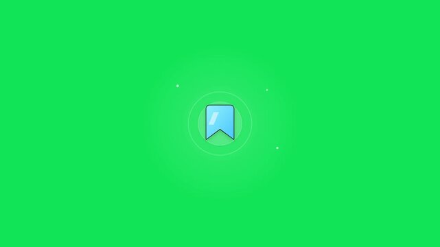 4K Bookmark Icon Animation on Green Screen Background, Modern Save Favorite UI Motion Graphics Overlay for Mobile Apps, Social Media Videos and Digital Content Creation