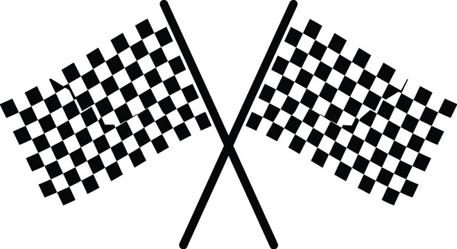 Crossed Checkered Racing Flags Vector Illustration