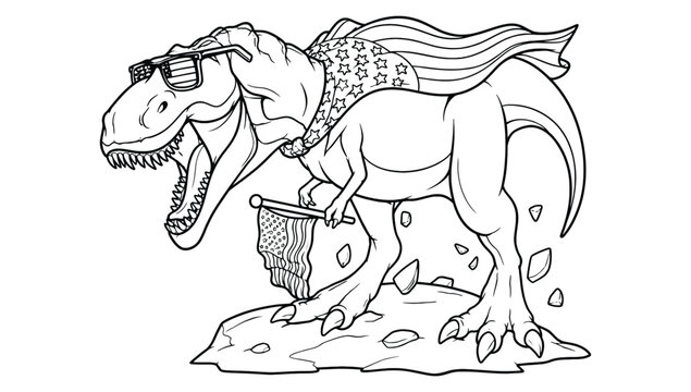 Patriotic t rex holding american flag