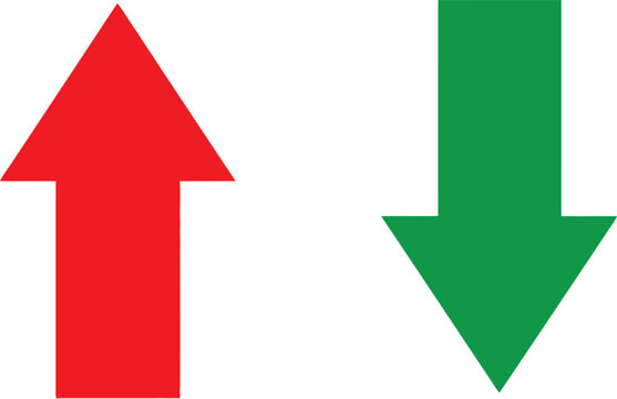 Red arrow pointing up and green arrow pointing down symbols Vector