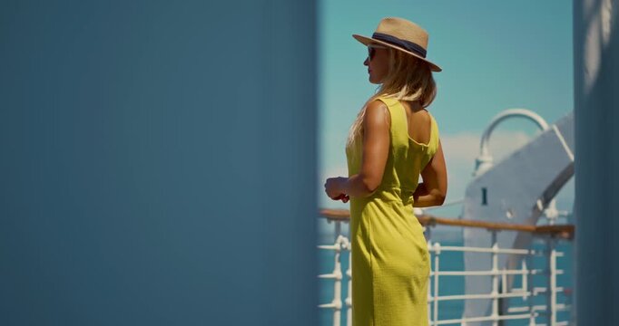 Woman Enjoying View on Cruise Ship Deck