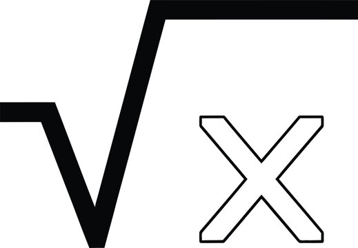 Square root of x mathematical symbol icon Vector