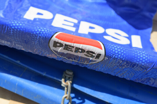 close-up of Pepsi shrink wrap packaging material with Pepsi Globe logo, Toronto