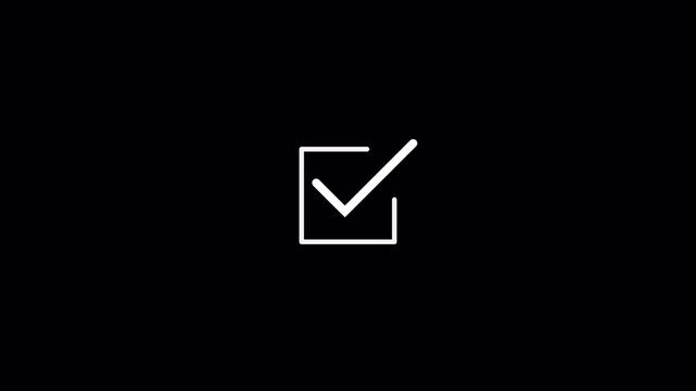 Check mark icon animation video, tick confirm correct accept checkbox symbol with transparent background in 4k.
