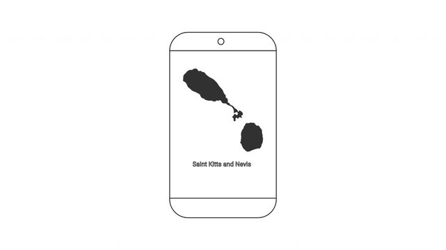Minimalist Smartphone Displaying Saint Kitts and Nevis Map Outline.