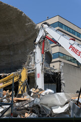 Naklejka premium McLaughlin Planetarium dome actively being smashed to rubble by Priestly heavy machinery, located at 90 Queen's Park, Toronto
