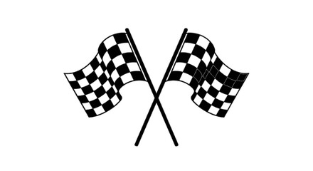 Fototapeta premium Minimal black silhouette icon, simple flat vector, bold black shape, no, no shading crossed checkered flags on a, flat icon style