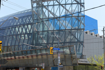 Naklejka premium Galleria Italia designed by Frank Gehry and sign on the west elevation of the Art Gallery of Ontario, 317 Dundas St W crossing at Beverley St, Toronto