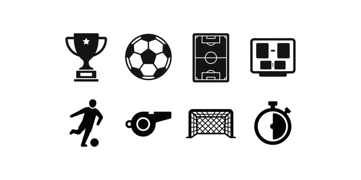 Professional football game equipment and match event icons.