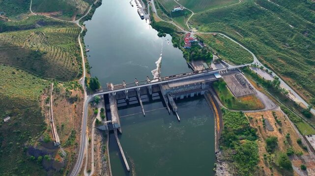 Hydroelectric dam overview showcasing water flow and energy production processes