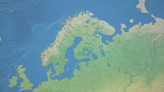 Cinematic Zoom from World Map to FINLAND Terrain Map, Earth Navigation Animation