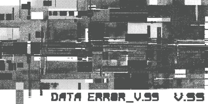 Digital data error screen layout with television noise texture