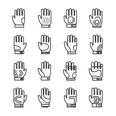Obraz premium Set of diverse glove icons with clean lines against a white background for design projects