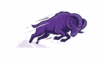 Obraz premium Charging ram mascot logo. Aggressive goat character. Dynamic vector illustration