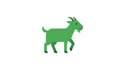 Fototapeta premium Green goat icon. Minimalist flat design animal symbol. Vector illustration