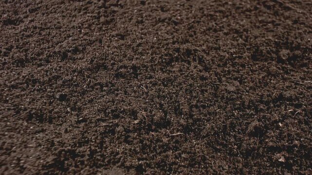 Close-up view of soil and muddy agricultural ground showcasing natural earth texture in a farming environment. The footage highlights fertile land, rural agriculture, and organic farming concepts, 