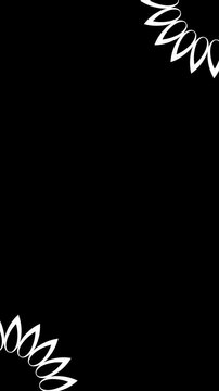 Rotating White Mandala Corner Borders on Black Background, Loopable Animation