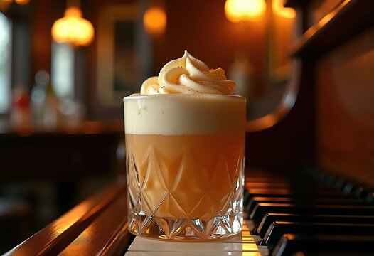 Decadent Brandy Alexander Indulgence in Elegant Piano Bar Ambiance Captivating Charm