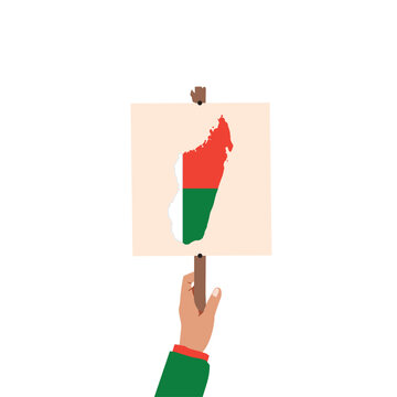 madagascar map with national flag