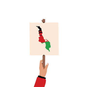 malawi map with national flag