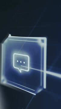 3D glass chat message icon