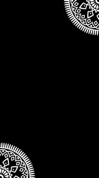 Rotating White Mandala Corner Borders on Black Background, Loopable Animation