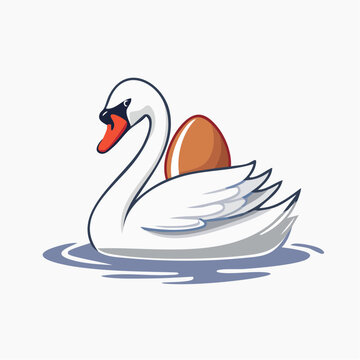 White Swan Carrying an Egg on its Back