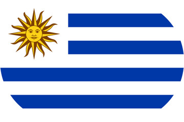 Fototapeta premium Uruguay flag symbolizing national pride, identity, heritage, patriotism and authority. Vector flag in flat oval design