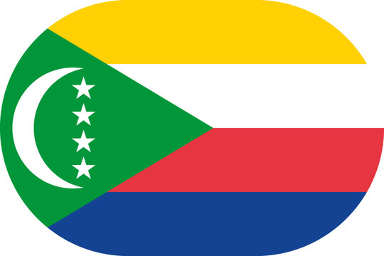 Comoros flag symbolizing national pride, identity, heritage, patriotism and authority. Vector flag in flat oval design