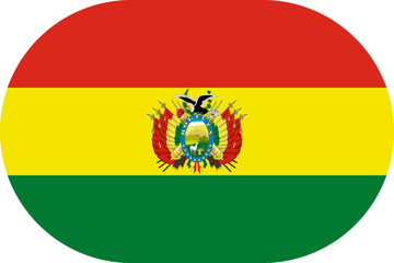 Naklejka premium Bolivia flag symbolizing national pride, identity, heritage, patriotism and authority. Vector flag in flat oval design