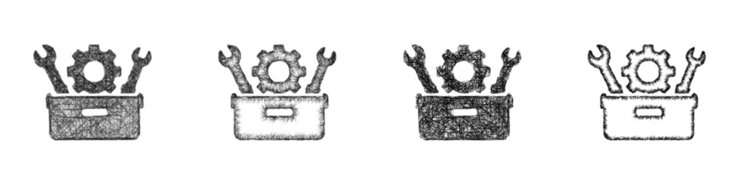 Sketch black and white sdk tools icon design set