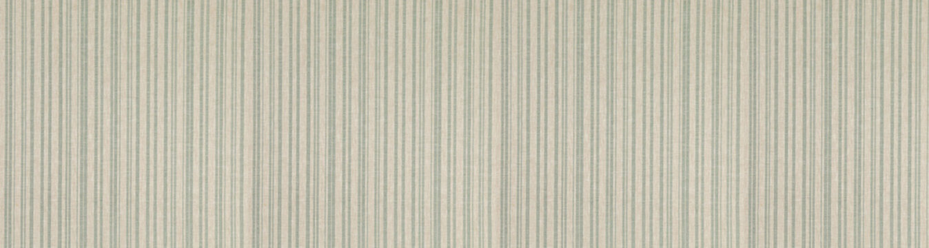 Subtle sage green and beige vertical striped fabric texture showcasing a rustic woven textile surface for interior design.