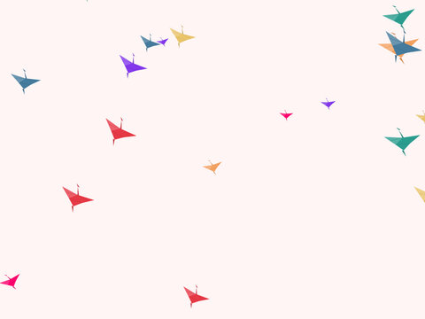 Colorful Origami Cranes Japanese Paper Background