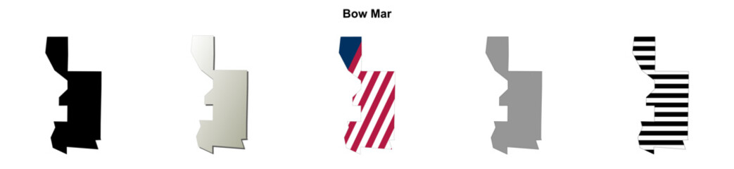 Obraz premium Bow Mar (Colorado) blank outline map set