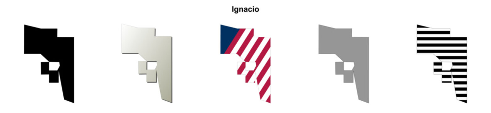 Ignacio (Colorado) blank outline map set