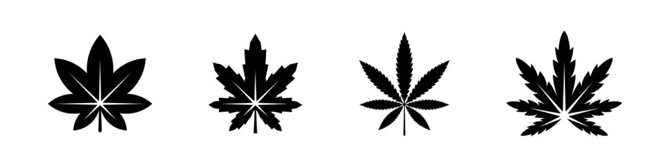 Obraz premium Cannabis leaf vector icons set