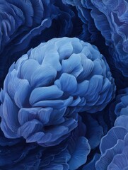 Obraz premium Abstract illustration of the prefrontal cortex showing rational thinking in cool blue tones for a calming brain concept
